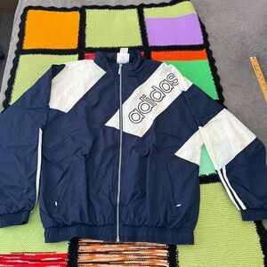 Vintage Y2K Adidas Windbreaker Jacket Nave white Large